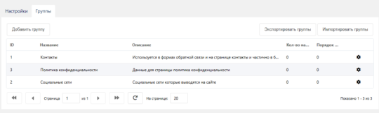 Импортированные группы
